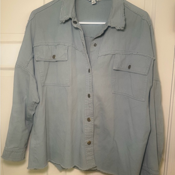 Davi & Dani Rock & Roll snap button down denim style distressed worn once sz S - Picture 3 of 8